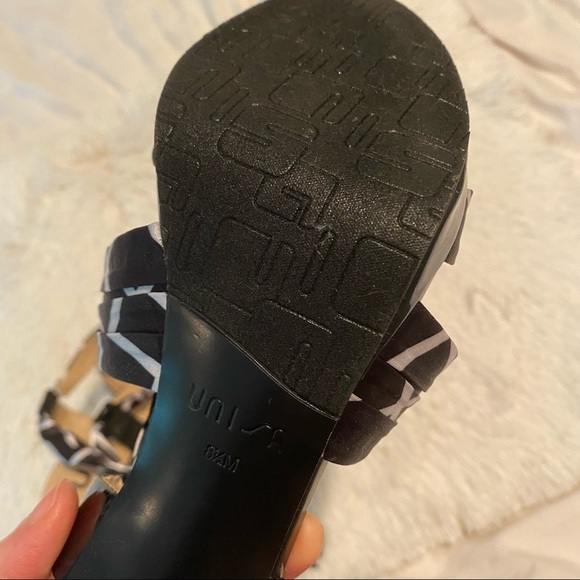 💛 Unisa Black & White Lace Up Satin Tie Heels 8.5 - Picture 3 of 10